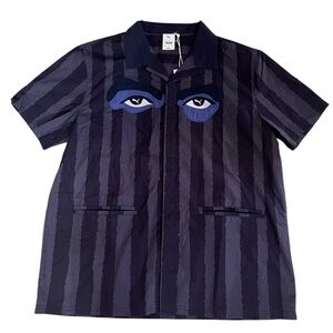 NWT Puma X Kid Super Sports New Navy Short Sleeve Button Up Shirt Men's XL